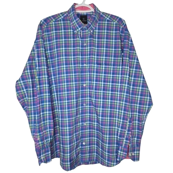TAILORBYRD COLLECTION Stretch Men's Multi Color Plaid Button Down Size Medium - Picture 1 of 13